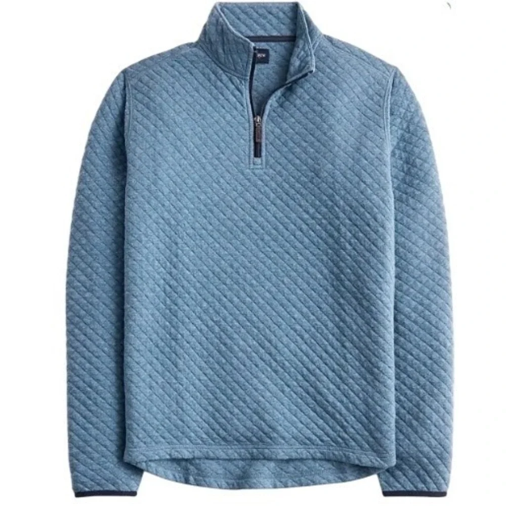 J Crew Authentic Quilted‎ Quarter Zip Pullover Sweater Blue Men's Medium NWT $98